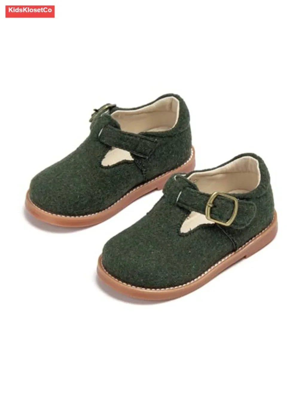 Girls T-Strap Mary Jane Oxfords Felt Upper Hook-and-Loop Non-Slip School Shoes